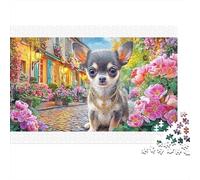 Chihuahua Colorido Entre Flores, Rompecabezas de 1000 Piezas para Adultos y niños, Ideal para un día lluvioso, 52 x 38 cm / 1000 Piezas.