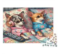Chihuahua Cozy Bedtime Puzzle 1000 Piezas para Hombres Y Mujeres Regalo para Adultos Detalles Nítidos Más Vendido Pasatiempo Materiales Ecológicos 38x26cm/1000pcs