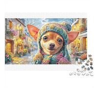 Chihuahua de cartón 100% Reciclado con Bufanda, 1000 Piezas, Rompecabezas para Adultos y niños, Hermosa decoración, 70 x 50 cm (1000 Piezas)