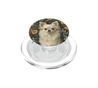 Chihuahua de Pelo Largo Crema William Morris Style PopSockets PopGrip para MagSafe