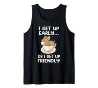 Chihuahua Dog I Get Up Early Coffee Funny Puppy Dogs Lovers Camiseta sin Mangas
