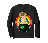 Chihuahua Dog Lucky Charm Shamrock Funny St Patricks Day Manga Larga
