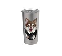 Chihuahua En Bolsillo Chihuahua De Pelo Largo Chiwawa Perros Amante Vaso térmico de acero inoxidable de doble pared