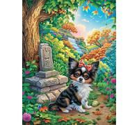 Chihuahua en la Tumba Rompecabezas 500 Piezas Cartón Grueso para Parejas Animal de compañías Desarrollo Habilidades Pieza Decorativa Casa Pack Completo Regalo Cumpleaños 500 PCS