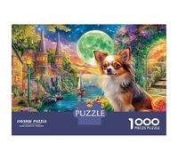 Chihuahua en Londres Puzzle 1000 Piezas Y Niños +14 Años Chihuahua Pueblo bajo la luz de la Luna Rompecabezas DIY Juego Educativo Regalo De Decoración del Hogar 52x38cm/1000pcs