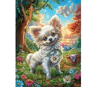 Chihuahua Entre Flores Puzzles 500 Piezas Construir Maquetas Fantasía de Animales Salvajes de Cuento de Hadas Rompecabezas para Adultos Desafío Intelectual Juguete Educativo 3D Moderno 500 PCS