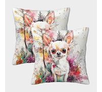 Chihuahua Fundas Cojines para Sofá Juego De 2 Animales Funda De Almohada Decorativos Cuadrado Almohadon Cubre Cama Hogar Coche 50x50cm