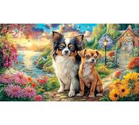 Chihuahua-Gazing-at-Sunset-Over-Ocean 1000 Piezas Puzzle Reciclado Actividad en casa Juego Familiar Desafiante para Adultos Regalo 38x26/1000pcs