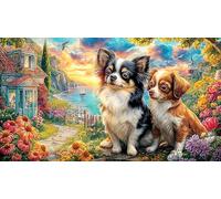 Chihuahua-Gazing-at-Sunset-Over-Ocean Puzzle de 1000 Piezas Reciclado Juego Educativo Desafiante para Adultos y niños de 12 años y más 70x50/1000pcs