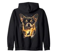Chihuahua Howling at The Moon Fantasía Arte Bosque Gráfico Sudadera con Capucha