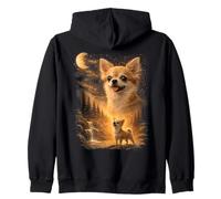 Chihuahua Howling to The Moon Vintage 90s Funny Pet Dueño Sudadera con Capucha