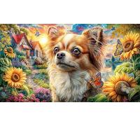 Chihuahua-in-a-Mystical-Forest Puzzle para Adultos 1000 Piezas Decoración Mural Hermosa Papel Reciclado Juego Educativo Regalo 70x50/1000pcs