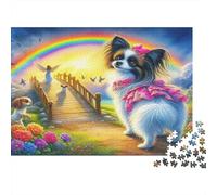 Chihuahua Jigsaw Puzzles for Adults Chihuahua on Rainbow Bridge Educational Games for The Whole Family Women 38x26cm 1000pcs