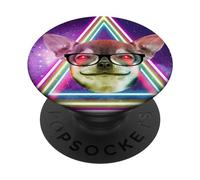 Chihuahua Laser Eyes Funny Dog In Space Galaxy Dogs Lover PopSockets PopGrip Adhesivo