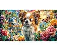 Chihuahua-on-a-Log-in-a-Floral-Forest 1000 Piezas Puzzle Adultos Papel Reciclado Juego desafiante Educativo Regalo para Mujeres y Hombres 38x52/1000pcs
