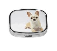 Chihuahua - Pastillero aislado de animales silvestres de raza pura, 2 compartimentos, organizador portátil