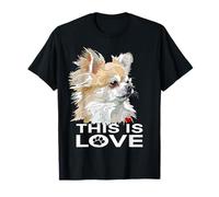 Chihuahua Pelo Largo Esto Es Amor Perro Amante Chiwawa Camiseta