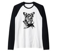 Chihuahua Perro Amantes Lindo Mascota Ilustración Camiseta Manga Raglan