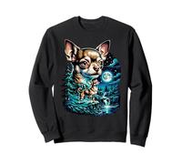 Chihuahua Perro Luna Llena Noche Bosque Cascada Paisaje Sudadera