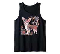 Chihuahua Perro Patrones Florales Vintage Flor Divertido Chihuahua Camiseta sin Mangas