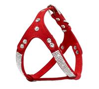 Chihuahua Poodle Pug Rhinestone Studded Attetable Arnés Confort Suave Glitter Leed Arnés Y Correa De Correa,Rojo,L