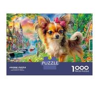 Chihuahua Puzzle De 1000 Piezas Y Niños +14 Años Chihuahua with Mariposa Impossible Rompecabezas Juego Educativo Pintura, Entretenimiento Creativo 38x26cm/1000pcs