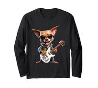 Chihuahua Rocker Dog Guitarra Eléctrica Manga Larga