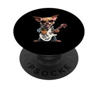 Chihuahua Rocker Dog Guitarra Eléctrica PopSockets PopGrip Adhesivo