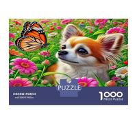 Chihuahua Rompecabezas 1000 Piezas para Adultos, 1000 Piezas Mariposa Juegos Educativos De Reto Caprichoso Decoración del Hogar 52x38cm/1000pcs