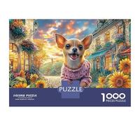 Chihuahua - Rompecabezas de cartón Resistente y sin Polvo, 1000 Piezas, Ideal para Paseos por el Campo de Flores, Ideal para cumpleaños, diversión en días lluviosos, 52 x 38 cm (1000 Piezas)