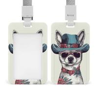 Chihuahua - Soporte vertical para tarjetas de identificación para perro, con cordón, resistente al agua, protector de tarjetas de trabajo, para enfermera, oficial, profesor, Securi