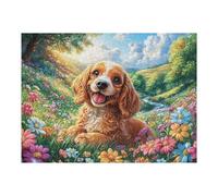 Chihuahua tierno mar de Flores Rompecabezas 500 Piezas Cartón Grueso para Coleccionistas Noches De Cita Mejora Concentración Ocio En Casa Regalo Reyes Magos 500 PCS/52×38cm