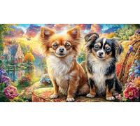 Chihuahua-Warm-Mother-Child-Interaction 1000 Piezas Puzzle de Papel Reciclado Juego Educativo relajación para Adultos y niños de 12 años y más 38x52/1000pcs