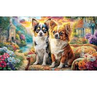 Chihuahua-Warm-Mother-Child-Interaction 1000 Piezas Puzzle Familiar Papel Reciclado Desafiante y Divertido para Adultos Decoración Mural 70x50/1000pcs