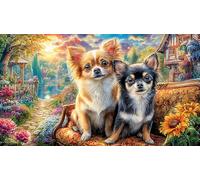 Chihuahua-Warm-Mother-Child-Interaction Puzzle de 1000 Piezas Reciclado Juego Familiar Divertido Desafiante para Adultos Regalo para Hombres 70x50/1000pcs