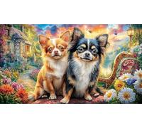 Chihuahua-Warm-Mother-Child-Interaction Puzzle para Adultos y niños 1000 Piezas Juego Educativo Papel Reciclado Desafiante Actividad en casa 38x26/1000pcs