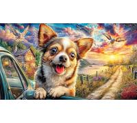 Chihuahua-with-Puppies-in-Cozy-Room 1000 Piezas Puzzle de Papel Reciclado Juego Educativo relajación para Adultos y niños de 12 años y más 70x50/1000pcs
