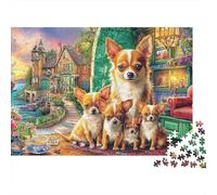 Chihuahua Yoga 1000 Piezas Puzzle para Adultos Chihuahua Fantástico | Regalos Retro | Felizmente Puzzle Desafiante Bella Decoración Puzzle Colorido 100% Cartón Reciclado 52x38cm/1000pz