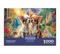 Chihuahuas Entre Flores 1000 Piezas Puzzle Mascota cariñosa Set De Puzzle, Cartón Premium - Antiestrés Y Decoración, Regalo para Mujeres Y Hombres, Entrena El Cerebro 52x38cm/1000pcs