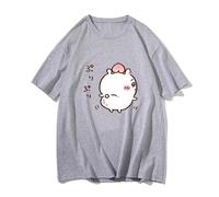 Chiikawa T-Shirt Kawaii Cartoon Graphic Print tee-Shirt Mens 100% Cotton Tshirts Short Sleeve Cute O-Neck Shirts Casual 1 Grey M