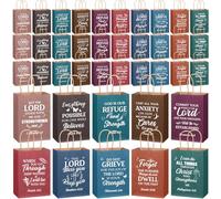 Chiisong 100 bolsas de regalo cristianas religiosas con versículos bíblicos con asas, bolsa de iglesia inspiradora para escuela dominical, mujeres, boda, fiesta de cumpleaños (vintage oscuro)