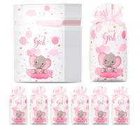 Chiisong 50 bolsas de regalo para baby shower con lazo de plástico con cordón para bebé, bolsas de golosinas para baby shower, bolsas de regalo para niños y niñas, cumpleaños, fiesta de revelación de