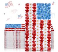 Chiisong 50 servilletas desechables de 3 capas para invitados del Día de los Caídos, diseño patriótico de amapola, diseño de estrellas y rayas, servilletas de papel con bandera de Estados Unidos, para