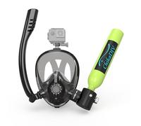 CHIKADIV Máscara de buceo con mini bombona de 0,5 l, puede respirar bajo el agua durante 6 minutos, utilizada para buceo recreativo y rescate de emergencia A Green