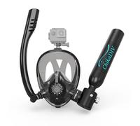 CHIKADIV Práctica Botella de Buceo de 0,5 litros con Máscara de Buceo, minicilindro de oxígeno con máscara de Snorkel de Cara Completa, Kit de Buceo de Viaje portátil for Viajes Nadar Rescate (ANegro)