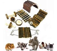 Chikanb Juguetes para Masticar para Hámster, Juego de 8 Pcs Juguetes de Madera Natural de la Casa del Hámster, Conejo, Ardilla, Loro, Natural Molar Branches and Grinding Teeth para Artículo
