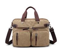 Chikencall - Maletín de Ordenador portátil, 3 vías, Convertible, Lona, Bandolera, Mochila híbrida de Negocios, 38 cm, para Trabajo en el Colegio Verde Caqui