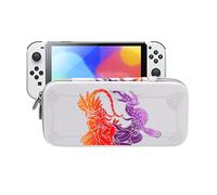 CHIKIXSON Funda para N-Switch y Switch OLED, Accesorios de Interruptor con 10 Cartuchos de Juego, Funda Protectora de Viaje de Carcasa Dura para Consola Switch(Purpur and Karmesin)