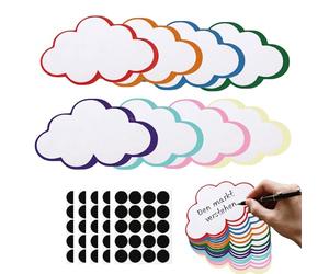 ChilArt 100 tarjetas de diseño de nube, 8 colores, con 100 cintas de autoadhesivas, adecuadas para estudio, oficina, presentaciones, reuniones y mapas mentales (23 x 14 cm) (nube)