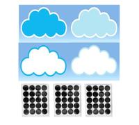 ChilArt 120 tarjetas de la serie azul en la nube, 4 colores, con 60 cintas de autoadhesivas, adecuadas para estudio, oficina, presentaciones, reuniones y mapas mentales (12 x 7 cm)